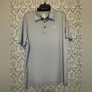 Nike Golf Dri-Fit Black & White Striped Polo Shirt Mens  Shirt Sleeve Size XL